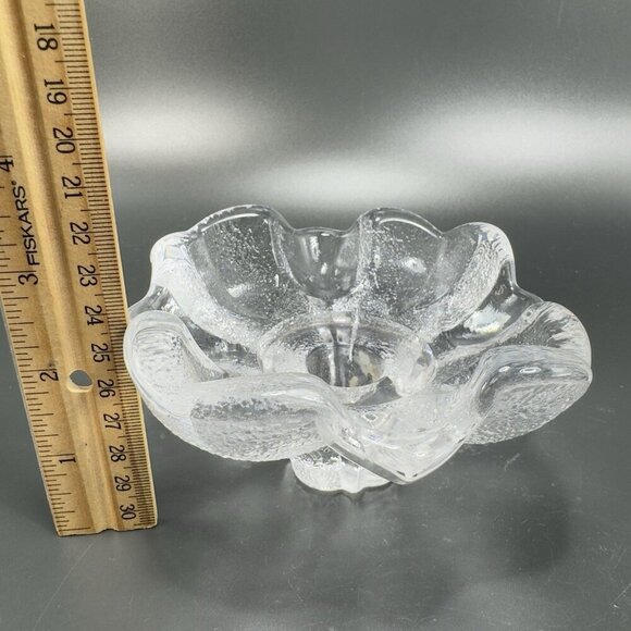 Orrefors Sweden Textured Scalloped Votive Candle Holder Clear Signed Glass VTG - Picture 6 of 15